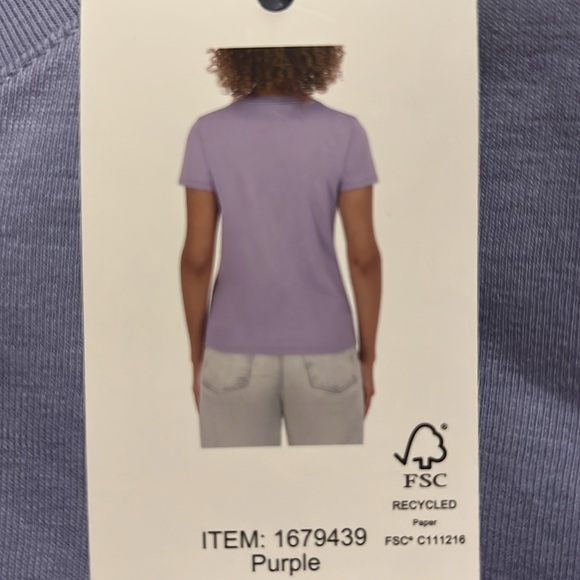 NWT DKNY Women's 100% Organic Cotton Short-Sleeve Crew Neck purple T-Shirt - Picture 2 of 6
